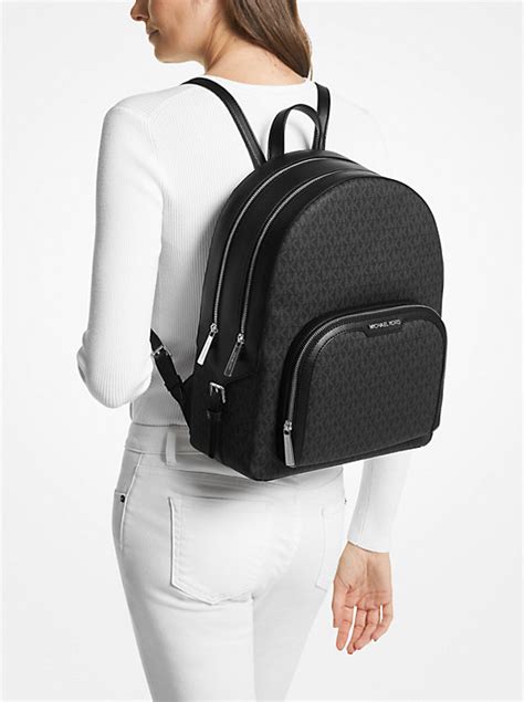 michael kors black logo backpack|Michael Kors jaycee large backpack.